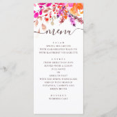 Hochzeit mit Blumen in Aquarellfarbe. Botanischer  Menükarte (Vorderseite)