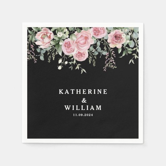 Hochzeit mit Blumen in Aquarellfarben Serviette (Vorderseite)