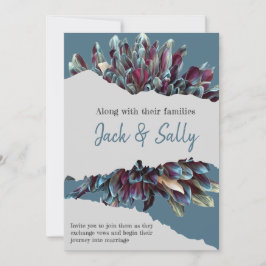 Hochzeit mit Blumen in Blau und Weiß Einladung