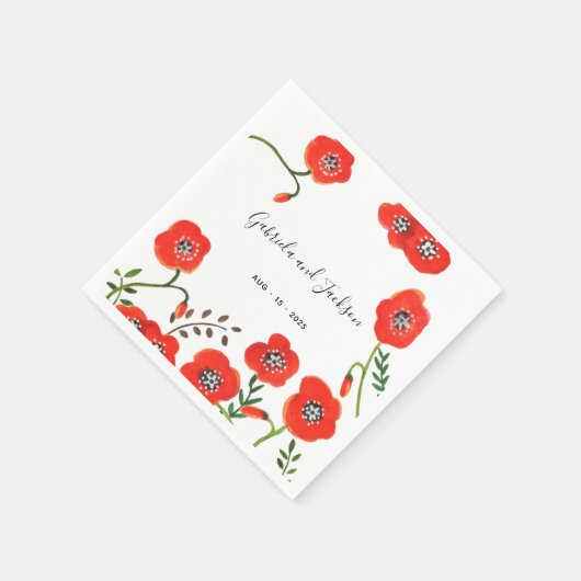 Hochzeit mit Blumen Serviette (Ecke)