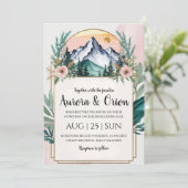 Hochzeit mit Blumen und Aquarellen Einladung (Stehend Vorderseite)