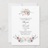 Hochzeit mit Blumen und Blattwerk Einladung (Vorderseite)