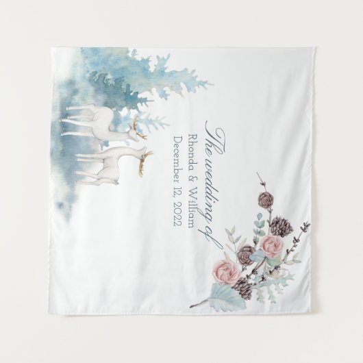 Hochzeit mit Blumen und Blattwerk Wandteppich (Vorderseite (Horizontal))