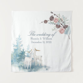 Hochzeit mit Blumen und Blattwerk Wandteppich