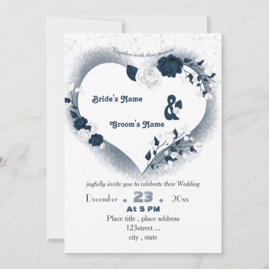 Hochzeit mit Blumen und Blumen Einladung (Vorderseite)