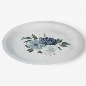 Hochzeit mit Blumen und Weiß Pappteller (Schrägansicht)