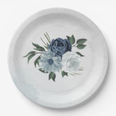 Hochzeit mit Blumen und Weiß Pappteller (Vorderseite)