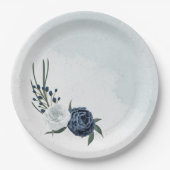 Hochzeit mit Blumen und Weiß Pappteller (Vorderseite)