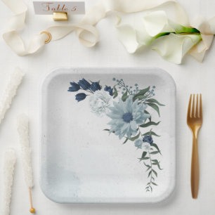 Hochzeit mit Blumen und Weiß Pappteller