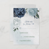 Hochzeit mit Blumen und Weiß RSVP Karte (Vorne/Hinten)