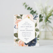 Hochzeit mit Blumenrahmen und Wasserfarbe (Stehend Vorderseite)