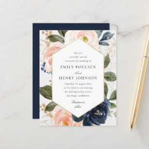 Hochzeit mit Blumenrahmen und Wasserfarbe