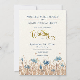 Hochzeit mit Blütenblumen und Weißfelsencreme Einladung
