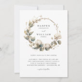 Hochzeit mit Bohemischer Baumwolle und Eukalyptus Einladung (Vorderseite)