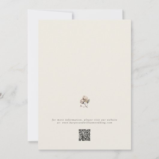 Hochzeit mit Bohemischer Baumwolle und Eukalyptus Einladung (Rückseite)