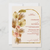 Hochzeit mit Bohemischer, geflochtener Blume Einladung (Vorderseite)