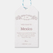 Hochzeit mit botanischem Wappen in eleganter Rose Geschenkanhänger (Vorderseite)