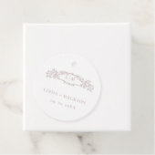 Hochzeit mit botanischem Wappen in eleganter Rose Geschenkanhänger (Beispiel)