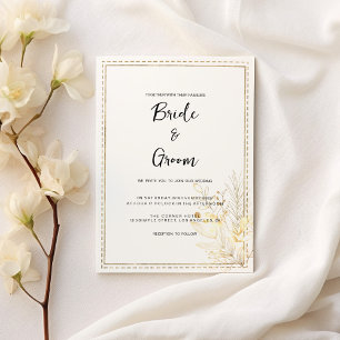 Hochzeit mit botanischem Weißgold Einladung