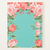 Hochzeit mit botanischer Blume Aquamarin und Koral Planer (Rückseite)