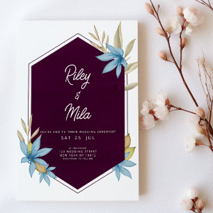 Hochzeit mit brauner Blüte in Bordeaux Einladung