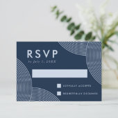 Hochzeit mit brauner Geometrie RSVP Karte (Stehend Vorderseite)
