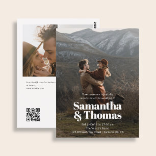 Hochzeit mit Budget Elegant Bold 3 Foto QR Code Postkarte