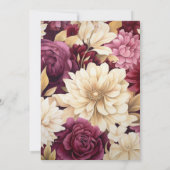 Hochzeit mit Burgund, Elfenbein und Gold-Floral Einladung (Rückseite)