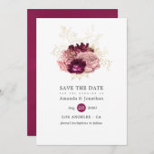 Hochzeit mit Burgund, Rosa und Gold Save The Date (Vorne/Hinten)