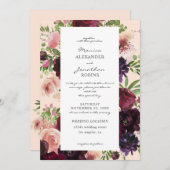 Hochzeit mit Burgund und Blush Einladung (Vorne/Hinten)