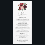 Hochzeit mit Burgund und Blush Menükarte<br><div class="desc">Eine elegante Speisekarte,  die mit wunderschönen Blume in den Farben Weiß und Burgund gestaltet wurde. Matching Artikel verkauft in unserem Geschäft. Cava Party Designs.</div>