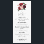 Hochzeit mit Burgund und Blush Menükarte<br><div class="desc">Eine elegante Speisekarte,  die mit wunderschönen Blume in den Farben Weiß und Burgund gestaltet wurde. Matching Artikel verkauft in unserem Geschäft. Cava Party Designs.</div>