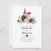 Hochzeit mit Burgund und Blütenwein Einladung (Vorderseite)