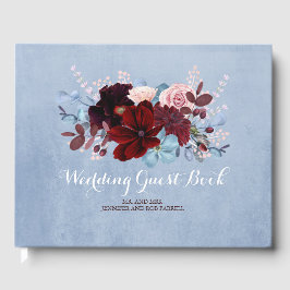 Hochzeit mit Burgund und Dusty Blue Floral Wedding Gästebuch