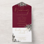Hochzeit mit Burgund und Gold-Gotik All In One Einladung (Innen Boden)