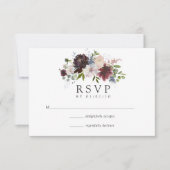 Hochzeit mit Burgund und Marinefeldern RSVP Karte (Vorderseite)