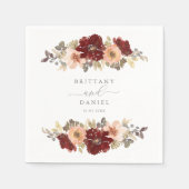 Hochzeit mit Burgund und Peach Floral Serviette (Vorderseite)