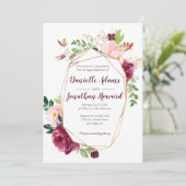 Hochzeit mit Burgund und rosa Wasserfarbe | Einladung (Stehend Vorderseite)