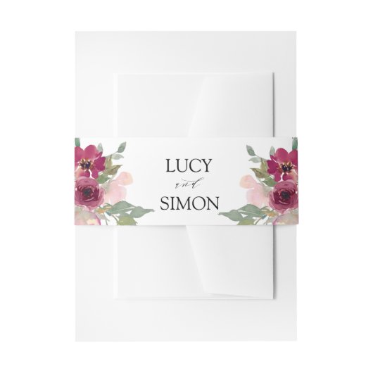 Hochzeit mit Burgund und Rose Einladungsbanderole (Vorderseite Beispiel)