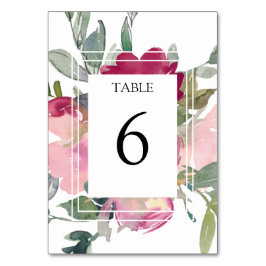 Hochzeit mit Burgund und Rose Tischnummer