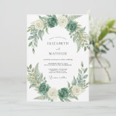 Hochzeit mit Celadon-Farn-Eukalyptus Einladung (Stehend Vorderseite)