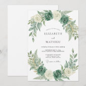 Hochzeit mit Celadon-Farn-Eukalyptus Einladung (Vorne/Hinten)