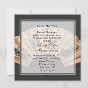 Hochzeit mit chinesischem Bambus und Seidenfan Einladung