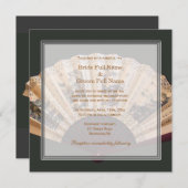 Hochzeit mit chinesischem Bambus und Seidenfan Einladung (Vorne/Hinten)