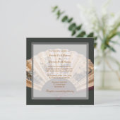 Hochzeit mit chinesischem Bambus und Seidenfan Einladung (Stehend Vorderseite)