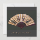 Hochzeit mit chinesischem Bambus und Seidenfan Einladung (Rückseite)