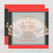 Hochzeit mit chinesischem Bambus und Seidenfan Einladung (Vorne/Hinten)