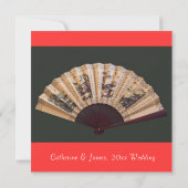 Hochzeit mit chinesischem Bambus und Seidenfan Einladung (Rückseite)