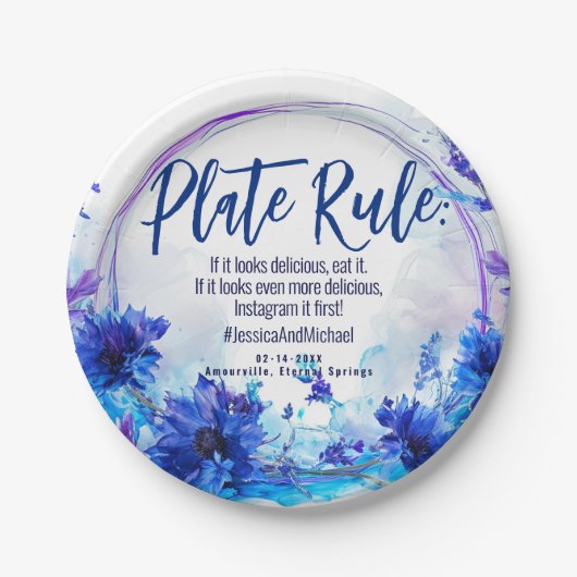 💍 Hochzeit mit # Cornflowers & Lavender Elegance Pappteller (Vorderseite)