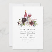 Hochzeit mit dem Thema Burgund und Rose Wein Save The Date (Vorderseite)
